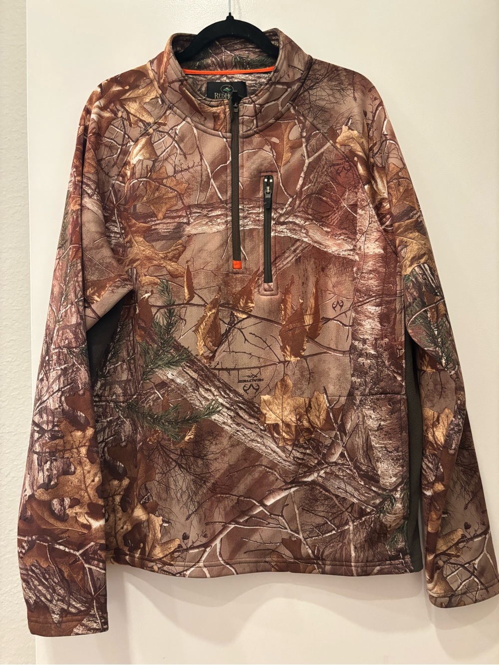 RedHead X Realtree Camo pattern Half-Zip fleece hunting pullover Zipper pockets